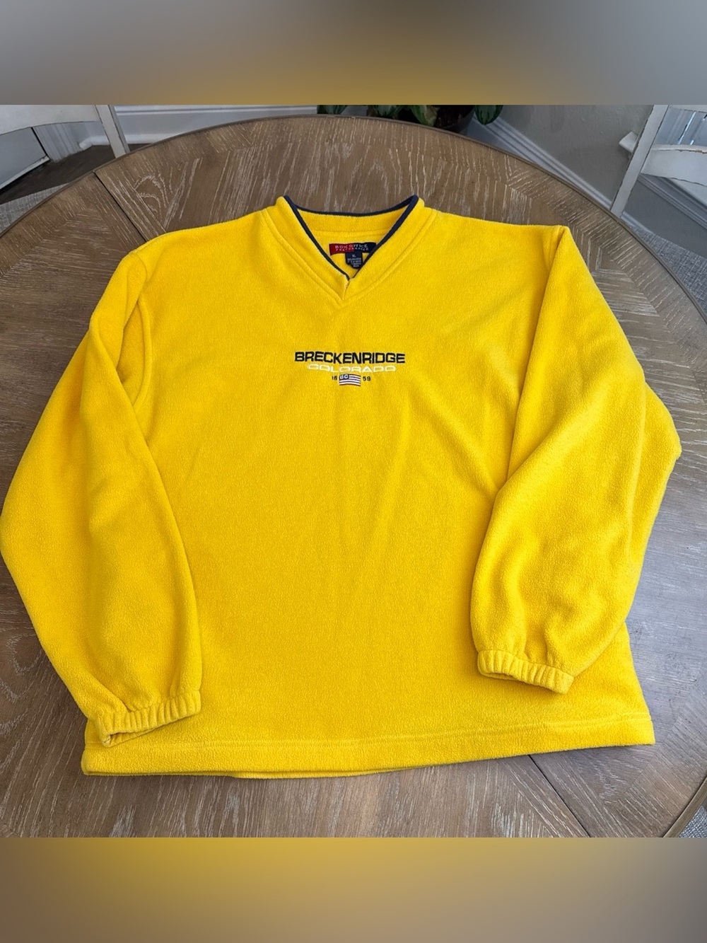 Breckenridge Colorado Yellow V-Neck Fleece Pullover